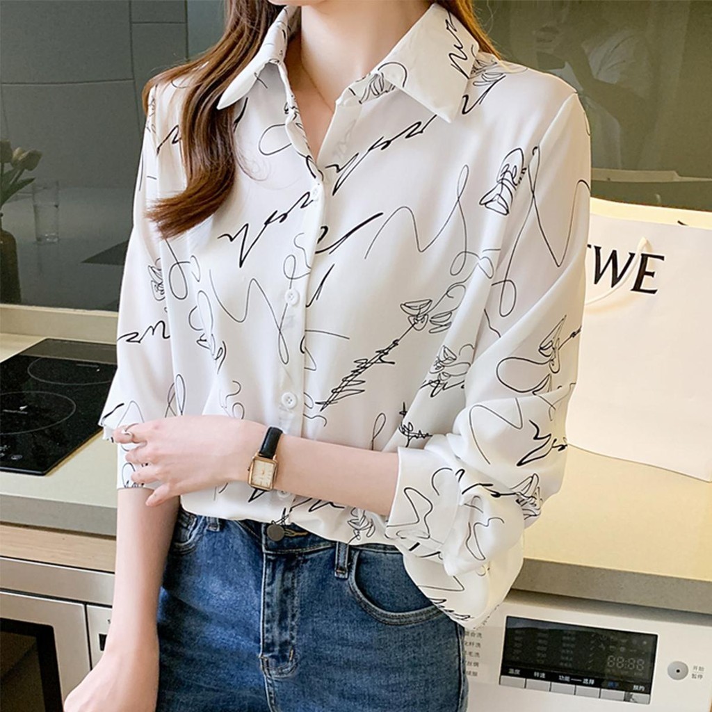 Lune_Graceเสื้อเชิ้ตแขนยาวสกรีนลายเซ็นดารา เท่มาก ใส่ได้ทั้งหญิงและชาย แฟชั่นสไตล์เกาหลี รุ่นW389