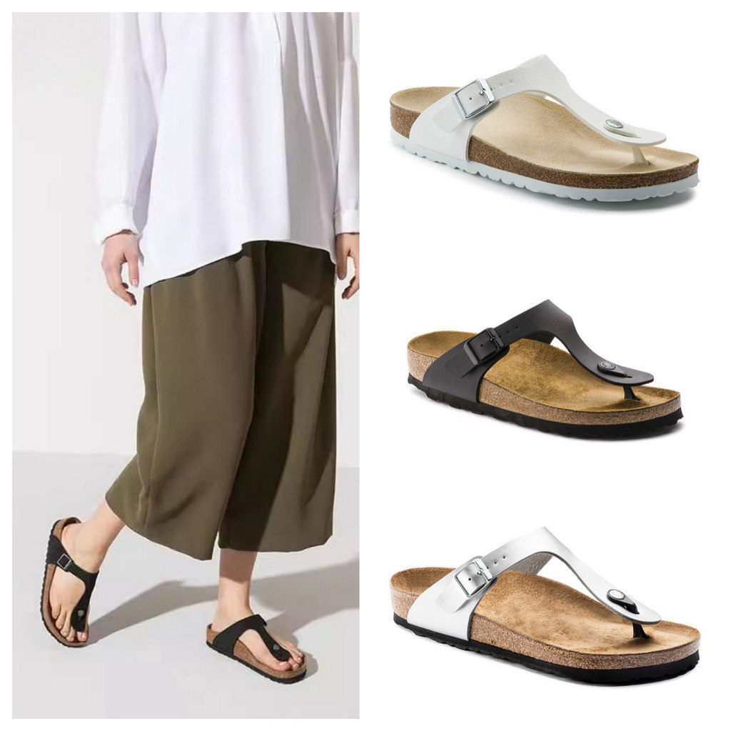 ♥ยกร้าน ส่งฟรี♥35-46 ขนาดโรงงานขายตรงเยอรมัน BK ของแท้หนัง Birkenstock รองเท้า 2024 รองเท้าแตะฤดูร้อนผู้ชายผู้หญิงสไตล์เดียวกันหนา Soled Casual Flip-Flops แบน Birkenstock รองเท้าแตะ