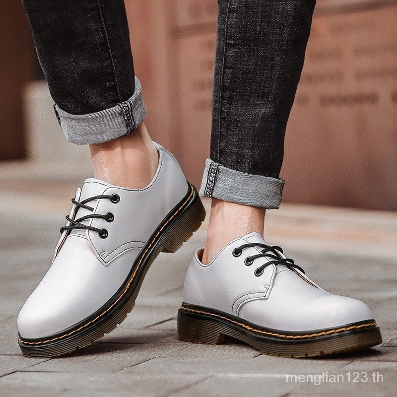 ใหม่ Dr.Martens Air Wair 1461 สีฟ้าสีขาวสีเขียว Martin Boots Crusty คู่รุ่นผู้ชายผู้หญิงรองเท้า JLAR