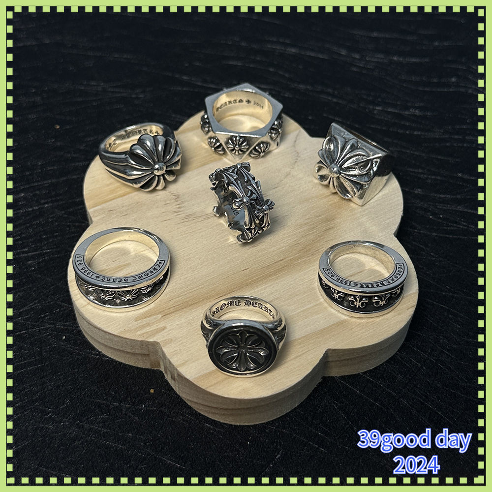 [Chrome Hearts] AAA s925 แหวนเงิน/Cross Retro Punk Fashion Street Ring Men/ 07041