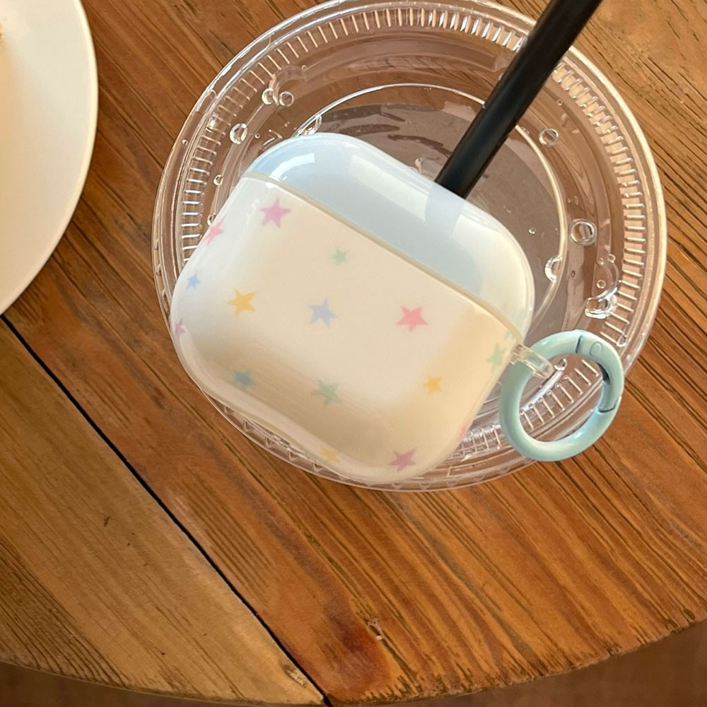 ดาวที่มีสีสันสีฟ้านุ่ม ทีพียู หูฟังกรณีสําหรับ แอร์พอด 4 3 2 1 มือโปร มือโปร2 กันกระแทกพร้อมตะขอสําหรับ แอร์พอด 4ชาร์จกรณีปก - รูปที่ 5