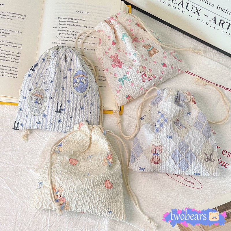 🌈พร้อมส่งจากไทย  ถุงหูรูดลายตาราง ถุงหูรูดลายสก๊อต มีให้เลืกหลายสี กระเป๋าผ้าหูรูด