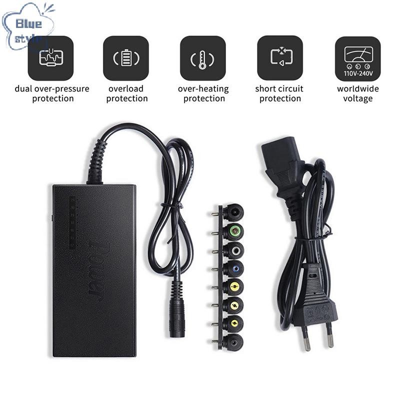 Bluestyle Universal Power Adapter 96W 12V ถึง 24V ชุดชาร์จปรับได้ 5.5x2.1 มม. 8 ปลั๊กสําหรับแล็ปท็อป