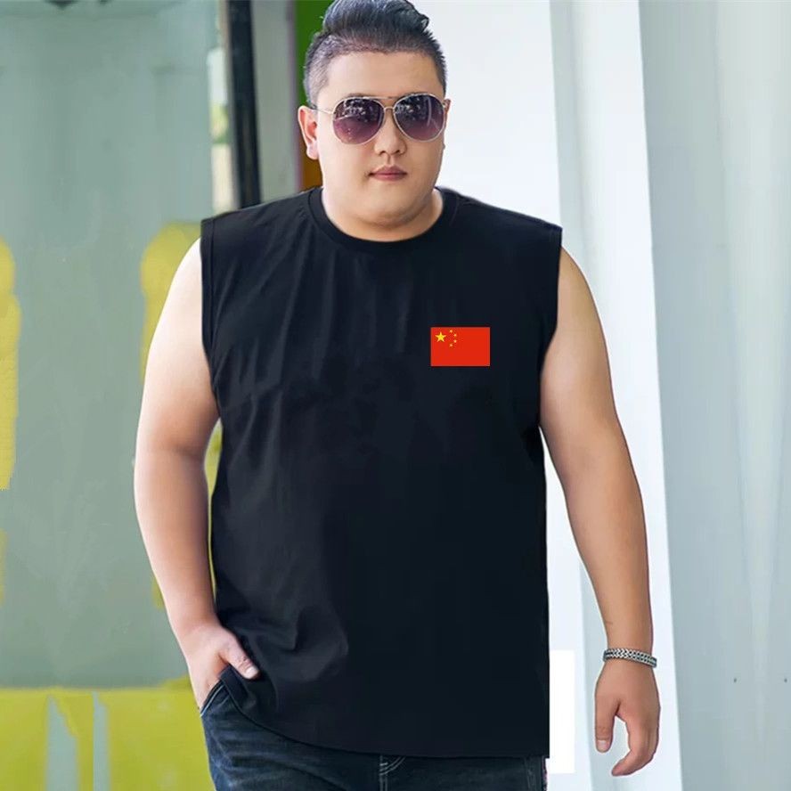 50-160 กก. ขนาดใหญ่เสื้อกั๊กเสื้อยืดแขนกุด บวก เสื้อผ้าผู้ชายไขมัน 150 กก. เหงื่อเล็กน้อย กรีด เอว - รูปที่ 6