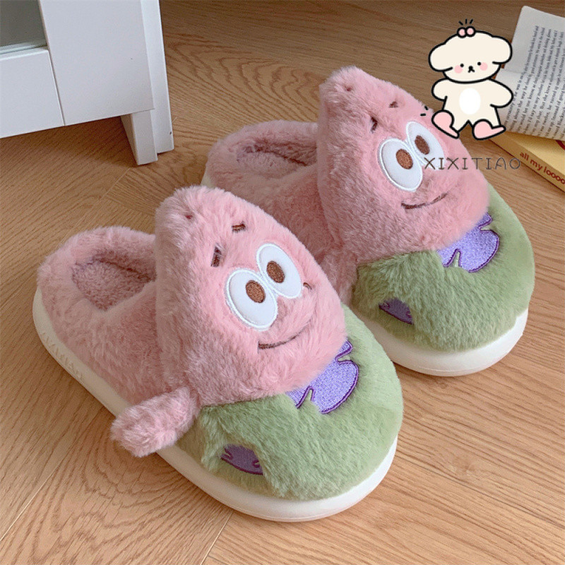 Xitiao รองเท้าแตะผ้าฝ้ายแฟชั่นลําลองสไตล์ใหม่ Baotou ฤดูหนาวบ้านในร่ม Plush Warm Soft Sole ผู้หญิง