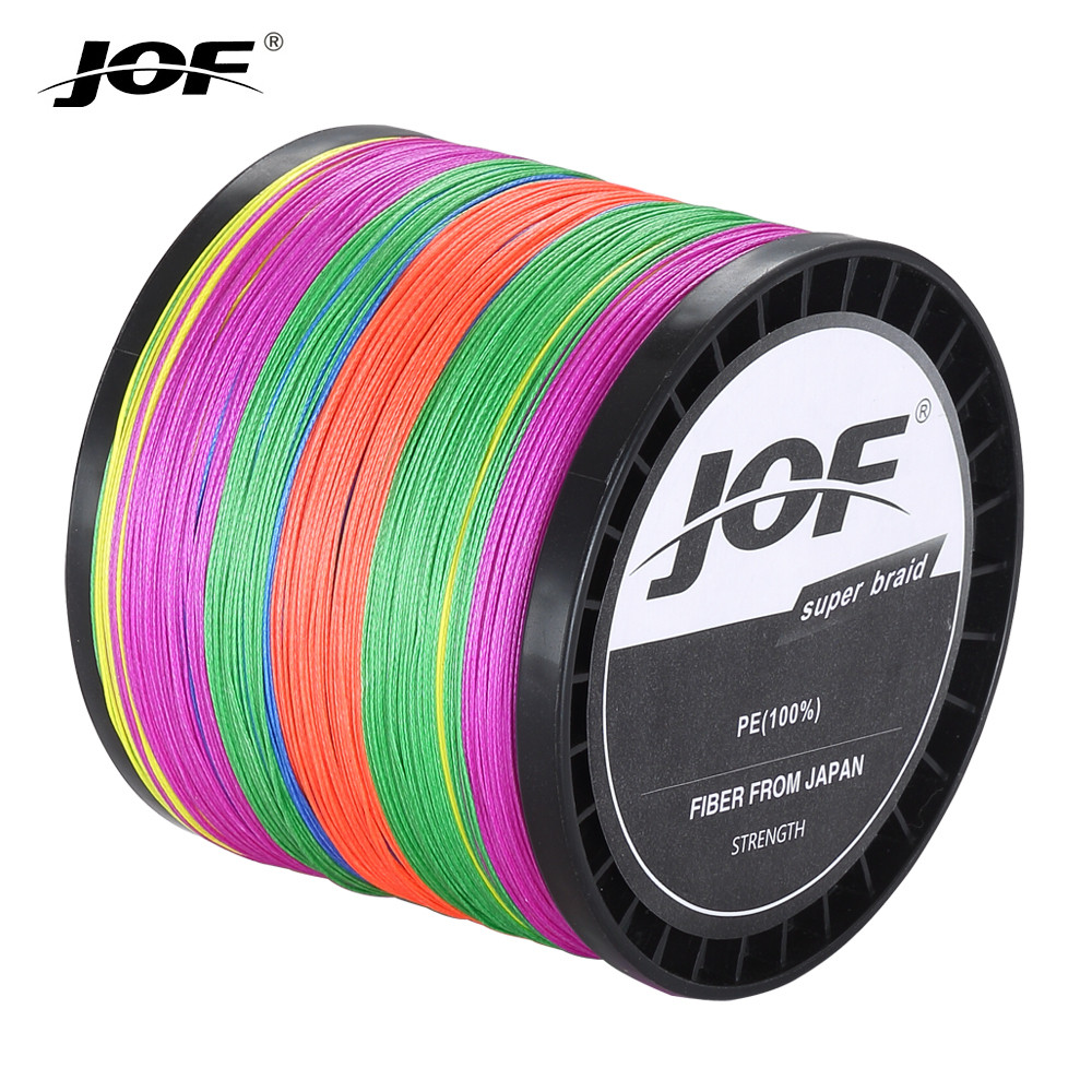 Jof 4เส้นสายการประมงถัก300เมตร500เมตร1000เมตร PE สายการประมง8-80LB อเนกประสงค์สายการประมงเรียบลวดปลาคาร์พตกปลา Tali pancaking สาย