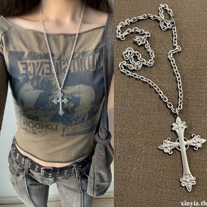COD💥สร้อยคอจี้ไม้กางเขนวินเทจพังก์สไตล์โกธิคสําหรับผู้หญิงและผู้ชายแฟชั่นเครื่องประดับ.xinyia.th