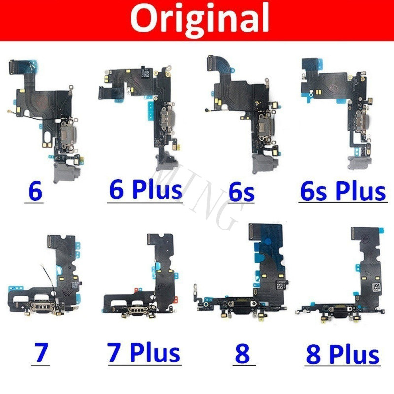 O7WT &&USB ชาร์จพอร์ต Flex Cable Connector สําหรับ iPhone 6 6G 6s 7 7G 8 8G Plus อะไหล่โลโก้และ