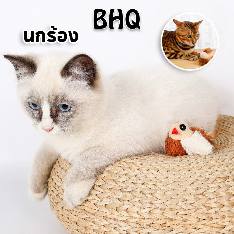 BHQ นกมีเสียง Interactive Cat Toys ของเล่นแมว ตุ๊กตารูปสัตว์พร้อมเสียงร้อง ตุ๊กตาแมว