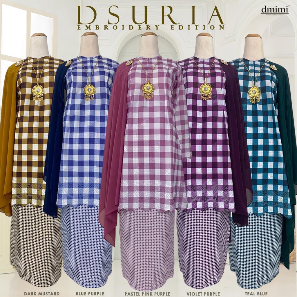 DMIMI Baju Kurung Pahang Labuh DSURIA พิมพ์ Pahang Labuh คุณภาพสูง Royal ญี่ปุ่นเย็บปักถักร้อย