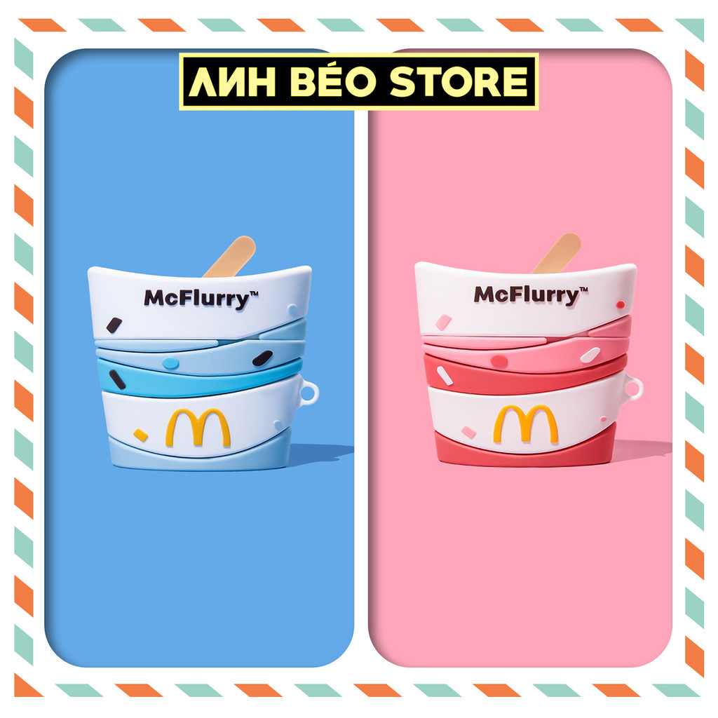Airpod 2 3 Pro Pro2 Case MC ถ้วยไอศกรีม Flurry พร้อมพวงกุญแจคุณภาพสูง เคส MCFlurry Airpods - Anh Beo