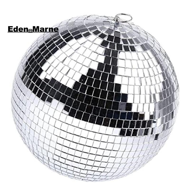 [Eden_Marner]Mirror Disco Hanging Ball Mirror Disco Ball with Hanging Ring for Light Effect, Home De