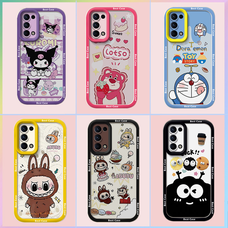 เคส oppo reno4 เคส oppo reno5 เคส OPPO Reno 4 4G เคส OPPO Reno 5 5G ใช้งานร่วมกับ Pop Mart เคสโทรศัพท์ Cool การ์ตูน Labubu น่ารักนุ่มเคสโทรศัพท์ YQ-TYDK