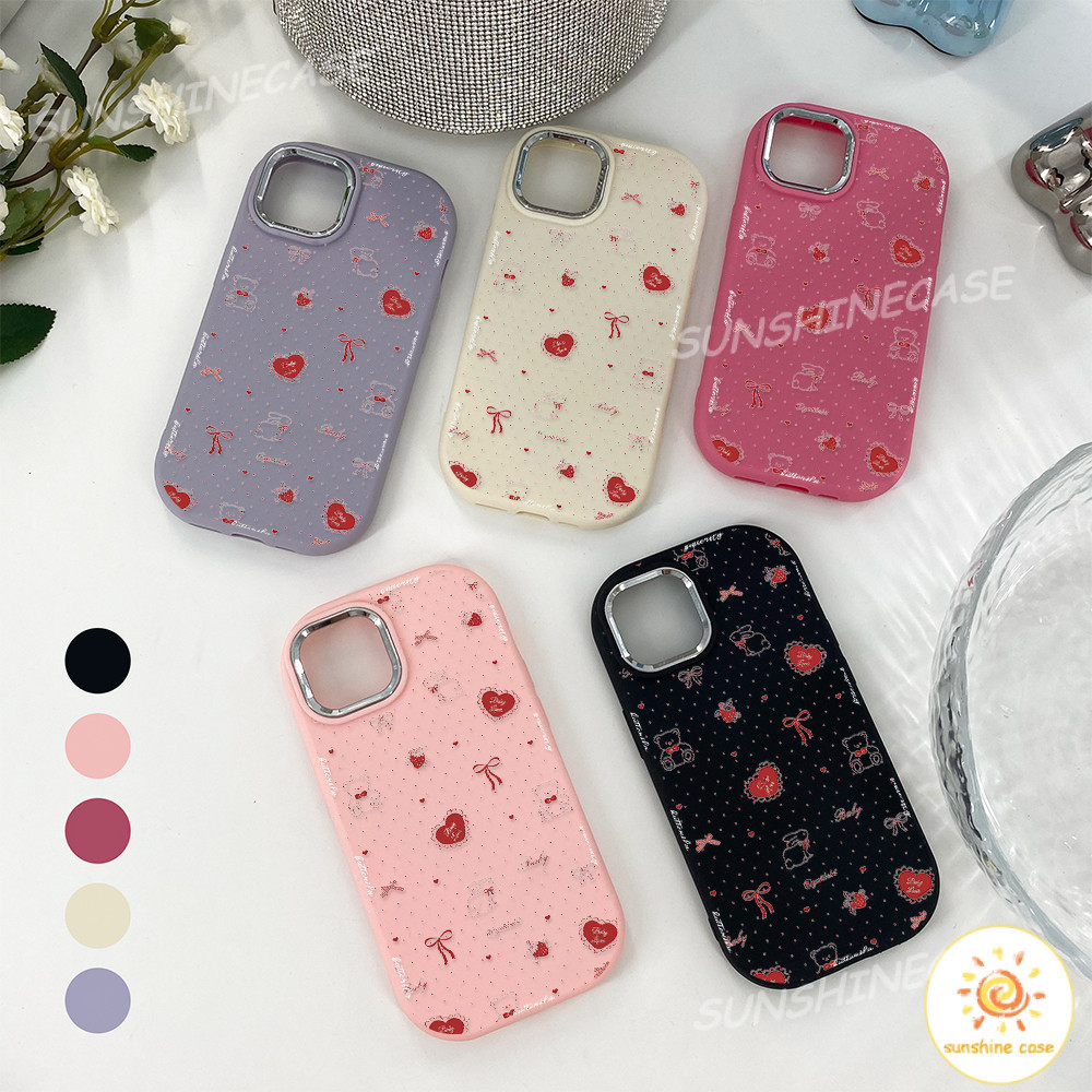เคสโทรศัพท์คู่รักหัวใจเล็กสีแดง ใช้ได้เคส iPhone12 13 14 15 16 Pro MAX PLUS X XS XR XS 6p 7p 8pP6/7/8/SE2/SE3lus SE2020