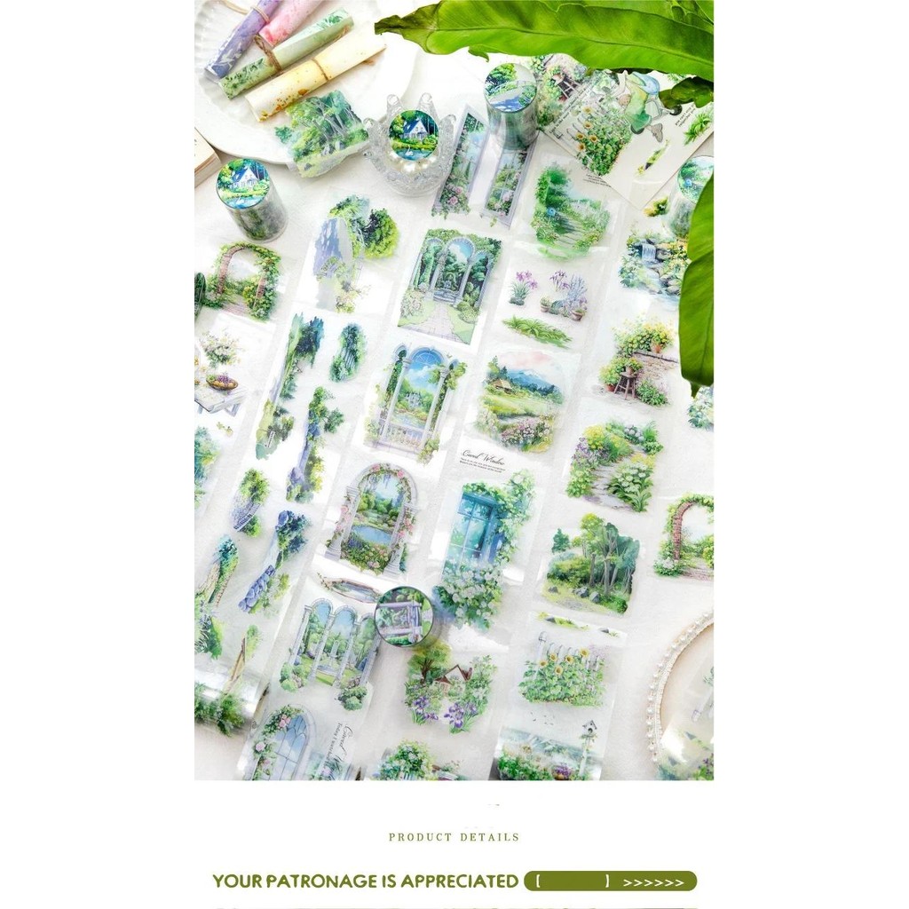 Jianwu 70 มม.* 200 ซม.ฤดู Greenery Series Vintage ดอกไม้ภูมิทัศน์วัสดุ Collage PET เทป Creative DIY Journal เครื่องเขียน