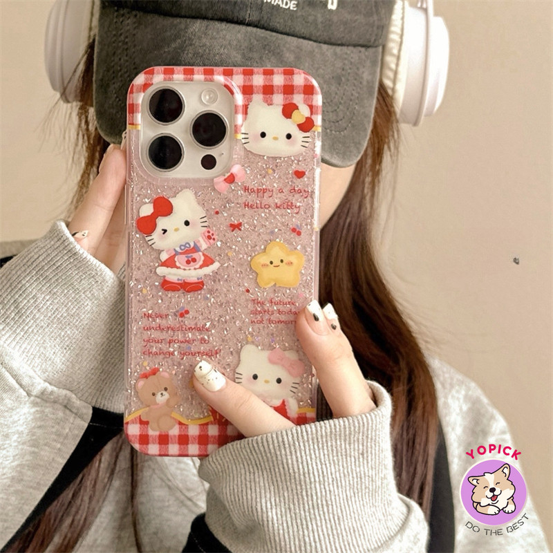 ตุ๊กตาหมีน่ารักสําหรับiphone 16Promaxใหม่ป้องกันการล่มสลายiPhone15PromaxสุทธิสีแดงGlitterแบบเต็มหน้าจอบุคลิกภาพหญิง14/13pro max 12pro 12plus Soft Case DSP