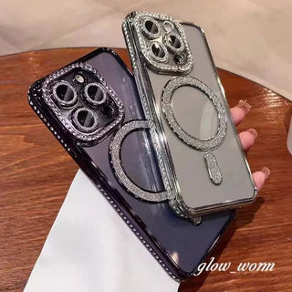 เคสกันกล้อง เคสใส ชาร์จได้ สำหรับ iPhone 17 Air 17Air 11 12 13 14 15 PRO MAX 16e 16 e PROMAX เคส แม่เหล็ก ประดับเพชร