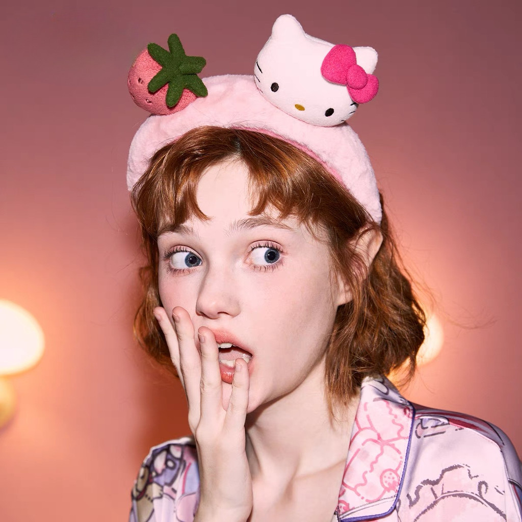 การ์ตูนน่ารัก KT Cat Plush Hair Band ผู้หญิงใหม่ Face Wash Apply facial mask Head Band Anti slip Headwear