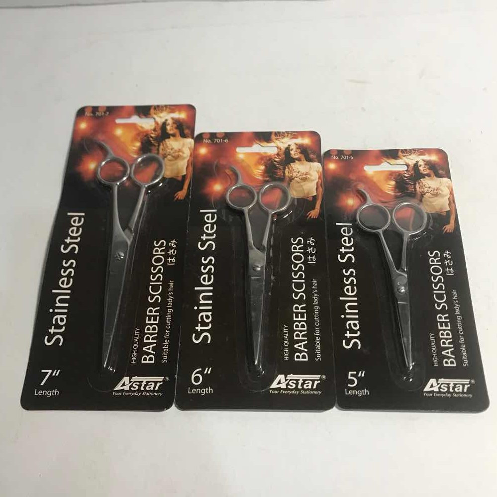 ASTAR STAINLESS STEEL BARBER SCISSORS 5" ( 701-5 ), SCISSORS 6" ( 701-6 ), SCISSORS 7 ( 701-7 )