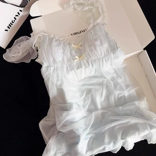 ลูกไม้กับแผ่นหน้าอกเจ้าหญิง Nightdress ฤดูร้อนสไตล์ใหม่หวานชุดนอน Homewear รุ่นคุณภาพสูง