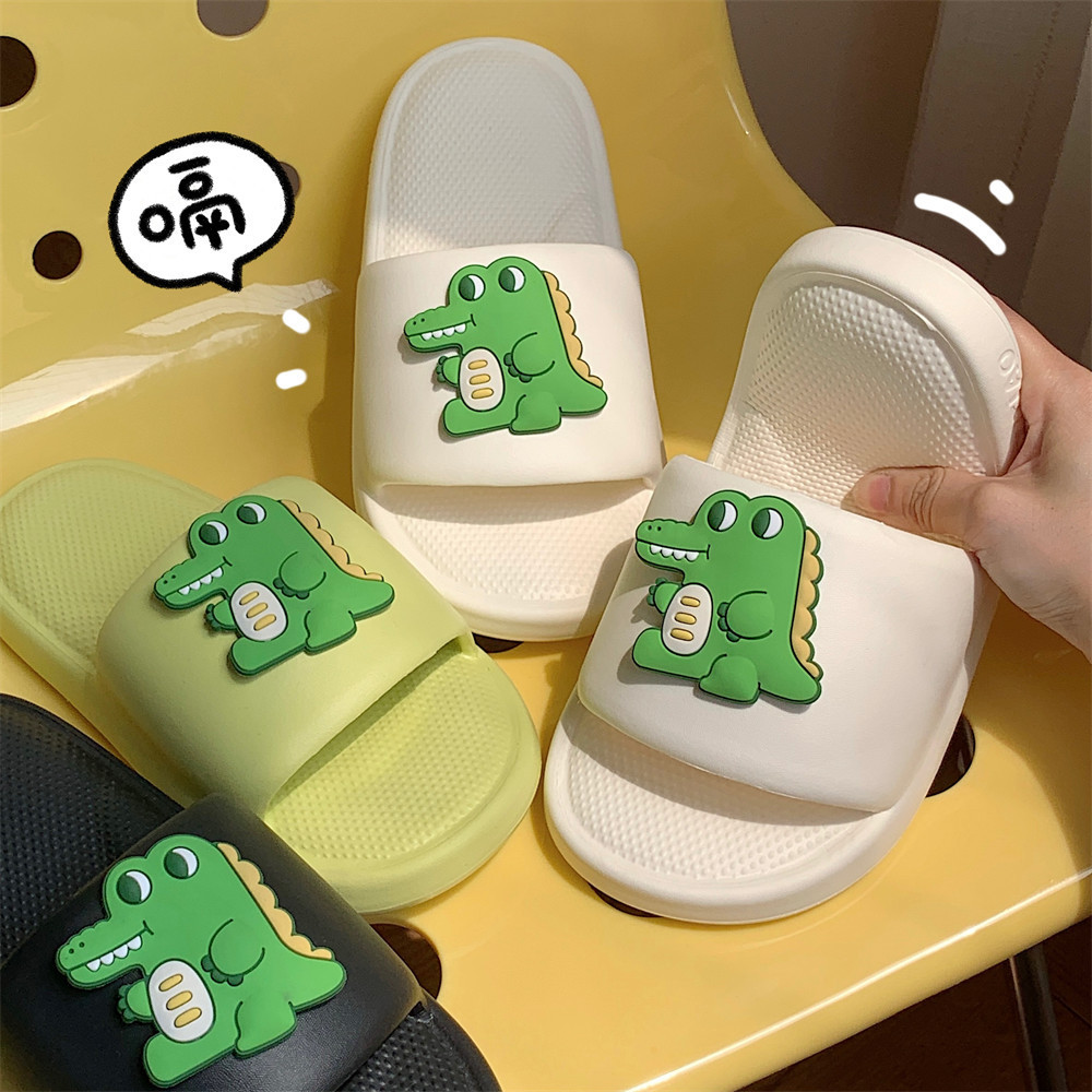 XIXITIAO เหมาะสําหรับรองเท้าแตะกลางแจ้งสวมใส่ใหม่ฤดูร้อนผู้หญิงการ์ตูนไดโนเสาร์ EVA รองเท้าแตะ