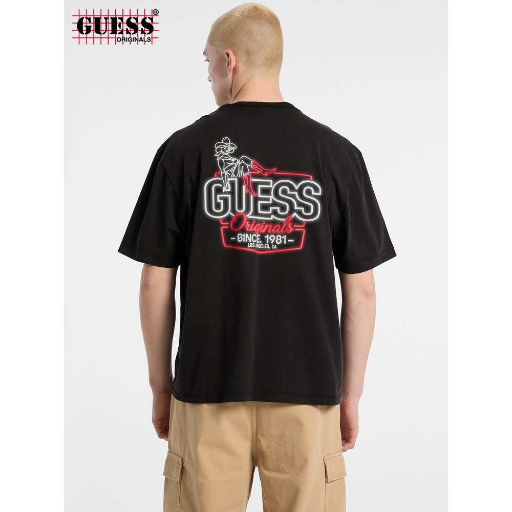 คลังสินค้าพร้อม GUESS ฤดูร้อนใหม่ผู้ชายอินเทรนด์ Cool LOGO พิมพ์ 100% เสื้อยืดแขนสั้นผ้าฝ้ายคุณภาพสู