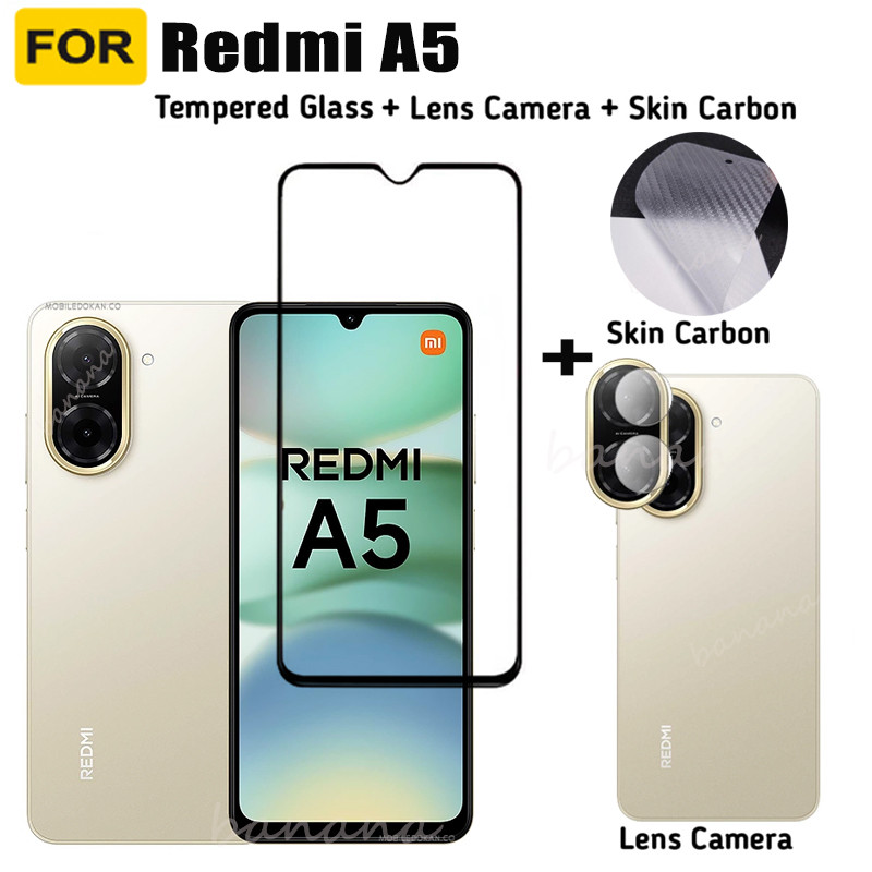 สําหรับ Redmi A5 กระจกนิรภัยป้องกันหน้าจอ Redmi A4 Redmi 3 ฟิล์มเลนส์กล้อง + ฟิล์มด้านหลัง