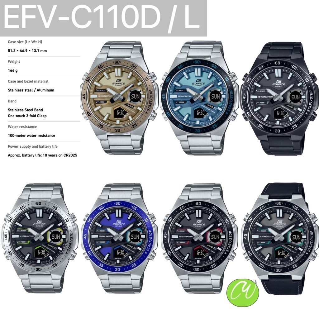 G*/@shock EDIFICE EFV-C110L-1A กีฬานาฬิกาเหล็กธุรกิจนาฬิกาผู้ชายนาฬิกา p412