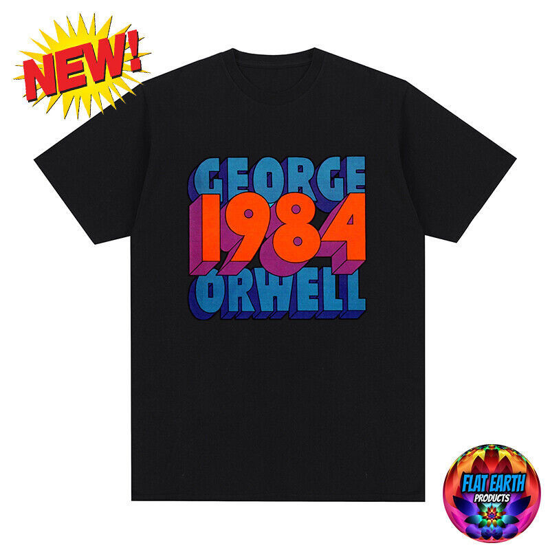 George Orwell 1984 เสื้อยืดพี่ใหญ่หนังสือวรรณกรรม Dystopian ผู้ชายสีดํา