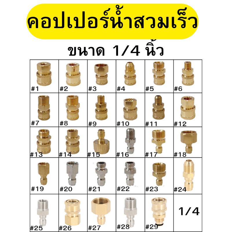 คอปเปอร์น้ำ ขนาด 1/4 นิ้ว ข้อต่อก๊อกน้ำทองเหลืองแท้100% หัวต่อแบบเร็ว ข้อต่อทองเหลือง ข้อต่อท่อน้ำ อะแดปเตอร์เชื่อมต่อ