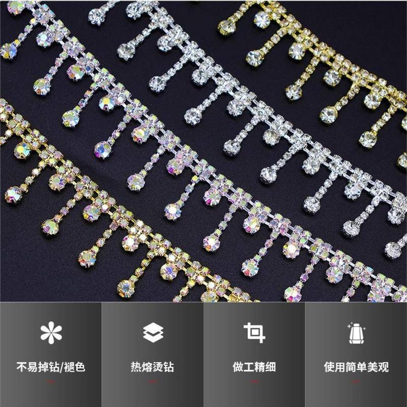 สายโซ่ ประดับเพชร รูปดอกไม้ 50 ซม. อุปกรณ์เสริม สําหรับตกแต่งเสื้อผ้า DIY