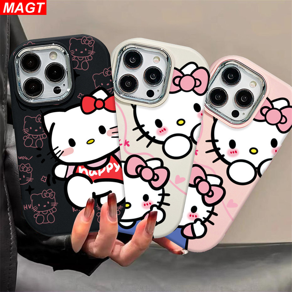 เคสโทรศัพท์มือถือชุบโลหะ ลายการ์ตูนคิตตี้น่ารัก สําหรับ Realme Note 50 C53 C55 C67 C51 10 C30 C31 C33 C35 C21Y C25Y C11 2021 C15 C25 C17 C12 C3 C2 8i 5 5i 6i Narzo 50