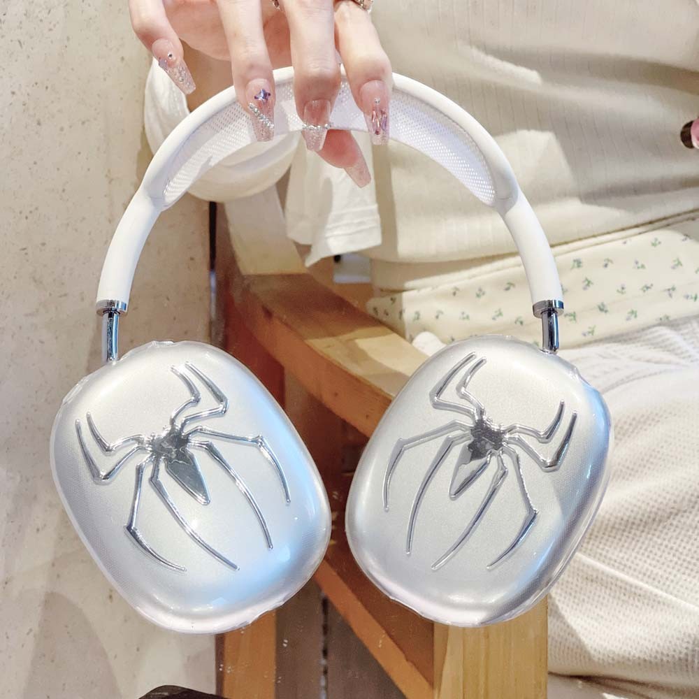 2 ชิ้น น่ารัก บรรเทา โลหะ พื้นผิว สไปเดอร์แมน เคสป้องกัน สําหรับ AirPodsMax นิ่ม การ์ตูน ใส ป้องกันรอยขีดข่วน สําหรับ Air-Pods Max TPU กันกระแทก หูฟัง เคสป้องกัน