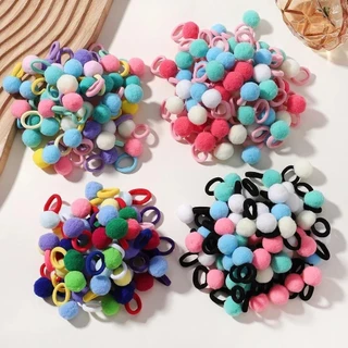 20/40 ชิ ้ นเด ็ กวงผมยืดหยุ ่ นสาวตุ ๊ กตาลูกบอลยางสําหรับเด ็ ก Sweets Scrunchie คลิปอุปกรณ ์ เสริมผมเด ็ ก