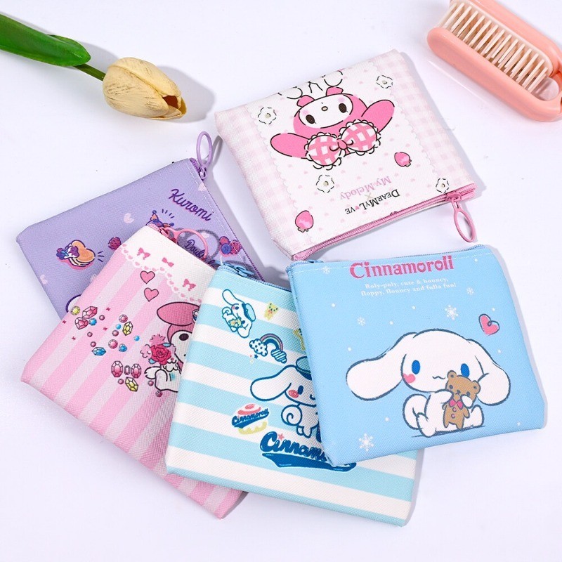 กระเป๋าสตางค์ กระเป๋าใส่เหรียญ ลายการ์ตูน Sanrio My Melody Kuromi Cinnamoroll ขนาดเล็ก แบบสร้างสรรค์ สําหรับเด็กผู้หญิง