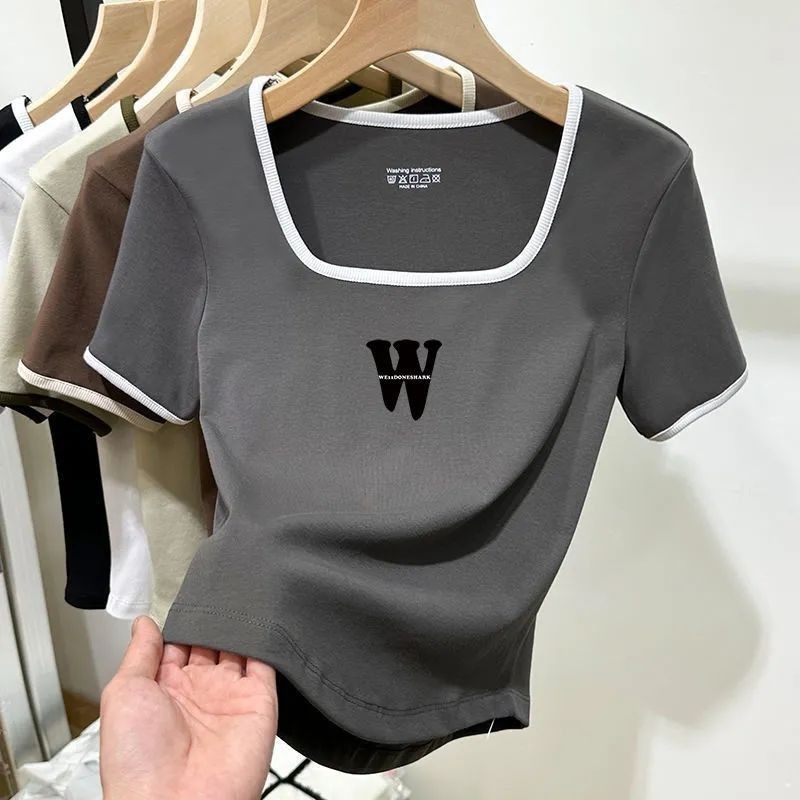 [HY] เสื้อยืดแขนสั้น เปิดไหล่ ผ้าเรยอน ลายทาง ขนาดใหญ่ สไตล์เกาหลี ฮาราจูกุ สําหรับผู้หญิง ไซซ์ S - 2xl