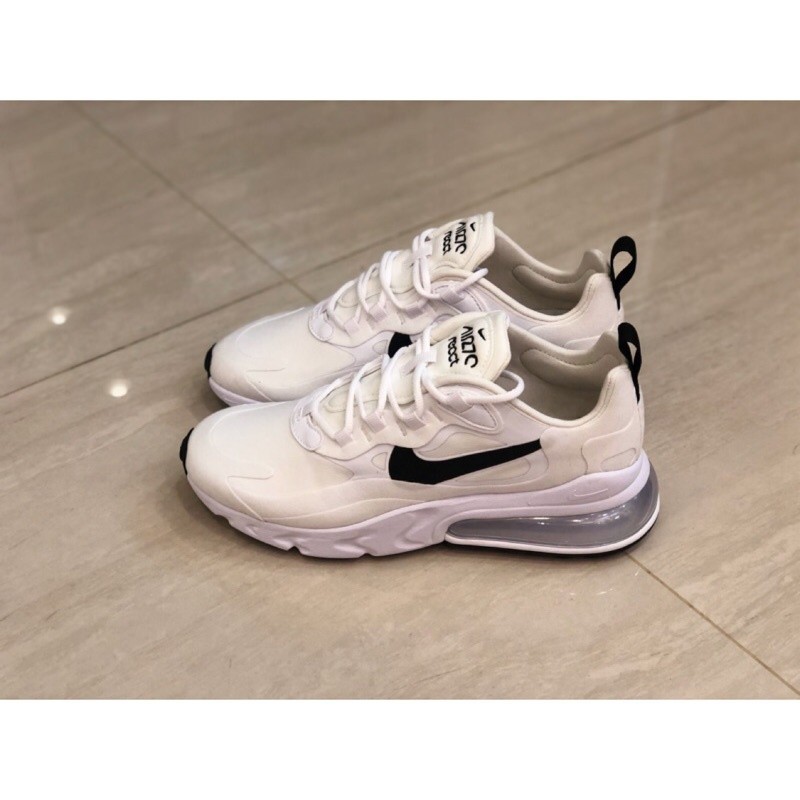 Nike Air Max 270 React รองเท้าผ้าใบ เสริมส้น มีตะขอ สีดํา ขาว CI3899-101