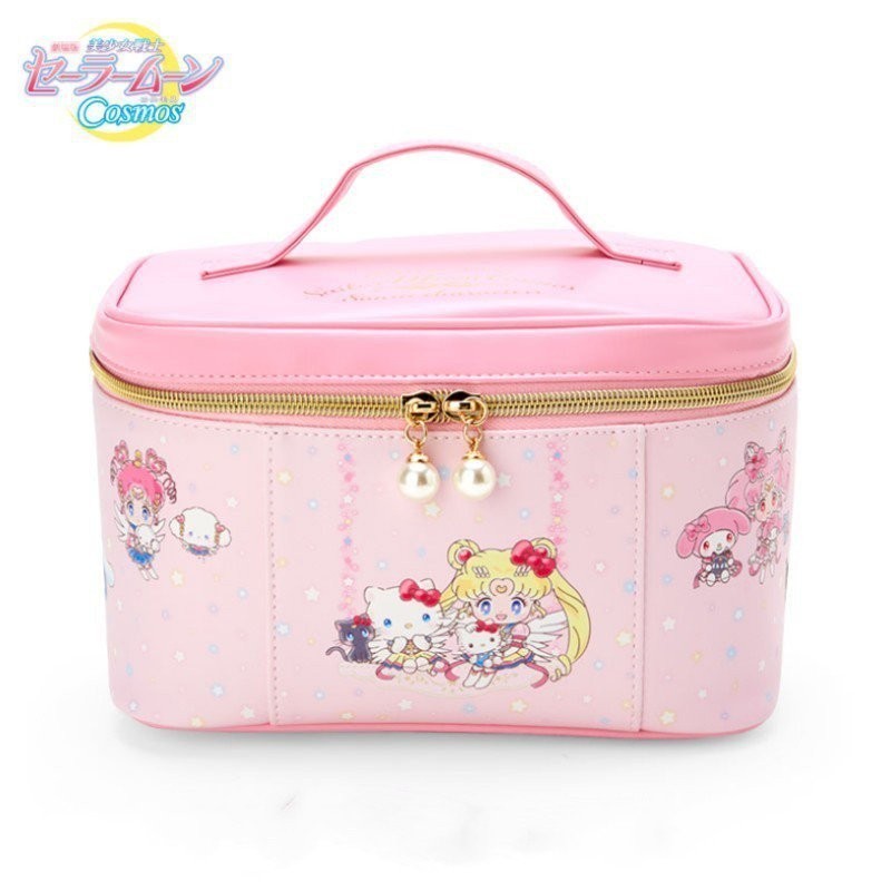 กระเป๋าเครื่องสําอาง ลายการ์ตูนเซเลอร์มูนน่ารัก แบบพกพา สีชมพู สําหรับเด็กผู้หญิง ANY1