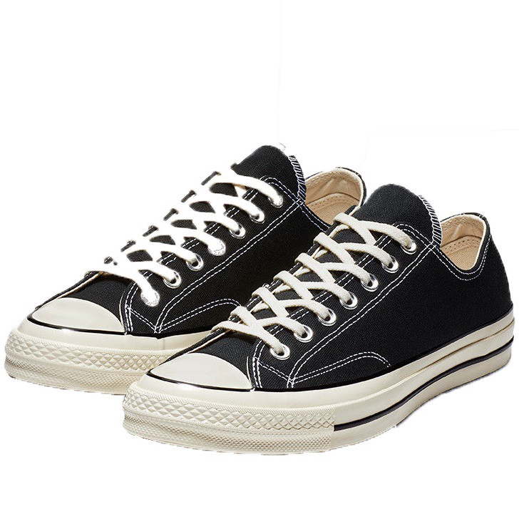 Putih HITAM รองเท้าทํางานสีดําสั้นรองเท้าผ้าใบ Converse 70s All Star 70s สีดําสีขาว Chuck Taylor 2