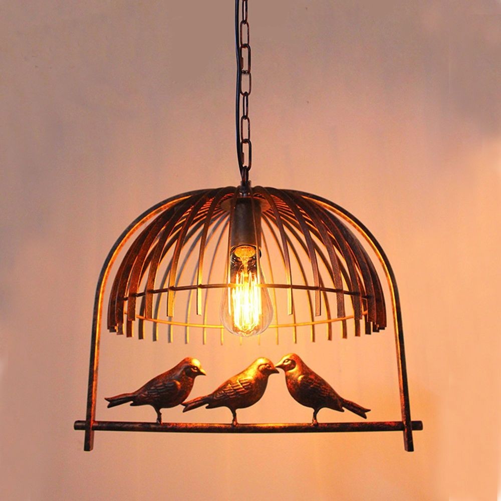 โคมไฟระย้า รูปกรงนก แบบสร้างสรรค์ สไตล์อเมริกันเรโทร สําหรับร้านอาหาร บาร์ คาเฟ่