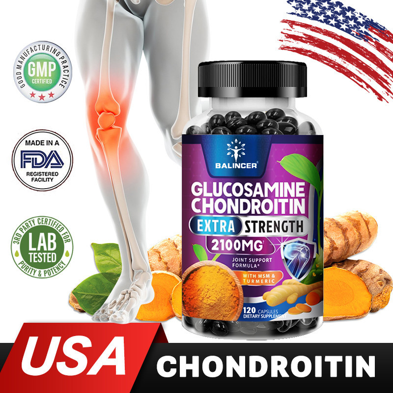 Glucosamine Chondroitin MSM - อาหารเสริมสนับสนุนข้อต่อด้วยขมิ้นสำหรับข้อเข่าและสุขภาพข้อ, ปรับปรุงการเคลื่อนไหวของกระดูกและข้อ - 120 แคปซูล