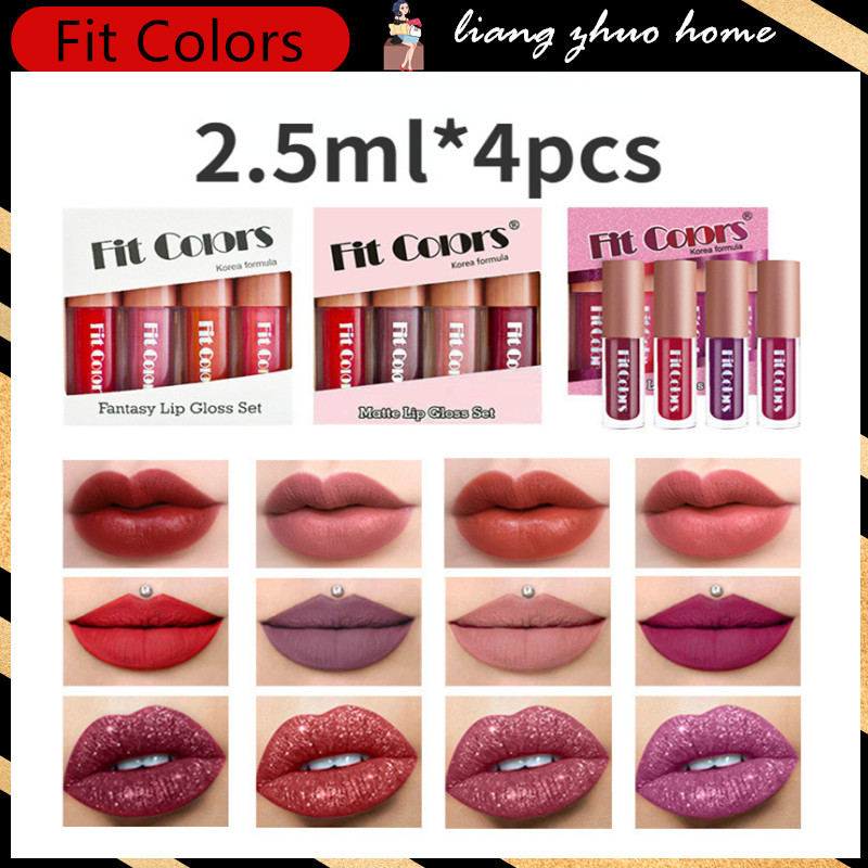 Fit สีกันน ้ ํา Matte Velvet Lip Glaze 4 สีลิปกลอส Nude สีชมพู Liquid ลิปสติก Moisturizing Non-stick ถ ้ วยแต ่ งหน ้ าเครื ่ องสําอาง