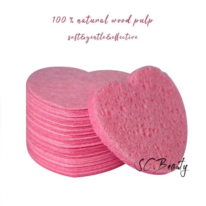 10 ชิ้นที่บีบอัดทำความสะอาดผิวหน้าอย่างล้ำลึกน้ำยาล้างเครื่องสำอางเส้นใยไม้ธรรมชาติฟองน้ำทำความสะอาดฟองน้ำขัดผิว
