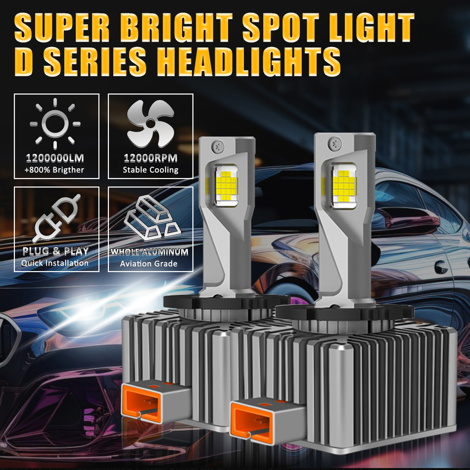 D1s หลอดไฟ LED D2S D4S D3S ไฟหน ้ า LED Canbus 1200000Lm 1500W 6000K สีขาว D1R D2R D3R Super Bright รถไฟหัวโคมไฟพัดลม