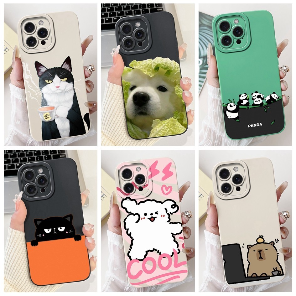 สําหรับ iPhone 11 13 Pro Max กรณีน ่ ารักตลกการ ์ ตูนซิลิโคนนุ ่ มกลับป ้ องกันสําหรับ iPhone11 iPhone13 กันชน