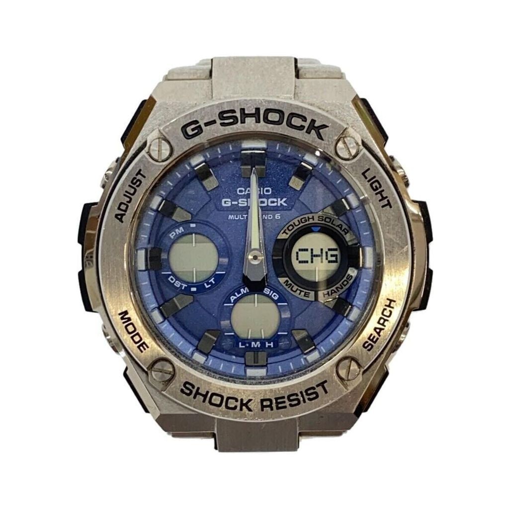 CASIO Wrist Watch G-Shock Silver Blue Men's Solar Stainless Direct from Japan Secondhand