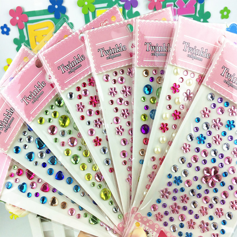 5 แผ ่ นอะคริลิค Rhinestone สติกเกอร ์ Scrapbook Deco DIY วัสดุ Mini Pearl Decals โปร ่ งใส 3D คริสตัลเพชรสติกเกอร ์