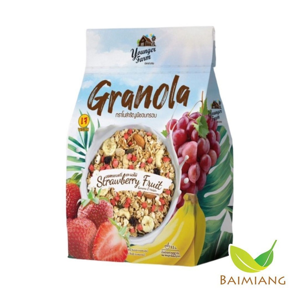 Younger Farm กราโนล่ารสสตรอเบอร์รี่และผลไม้ ขนาด 225 กรัม (02678)