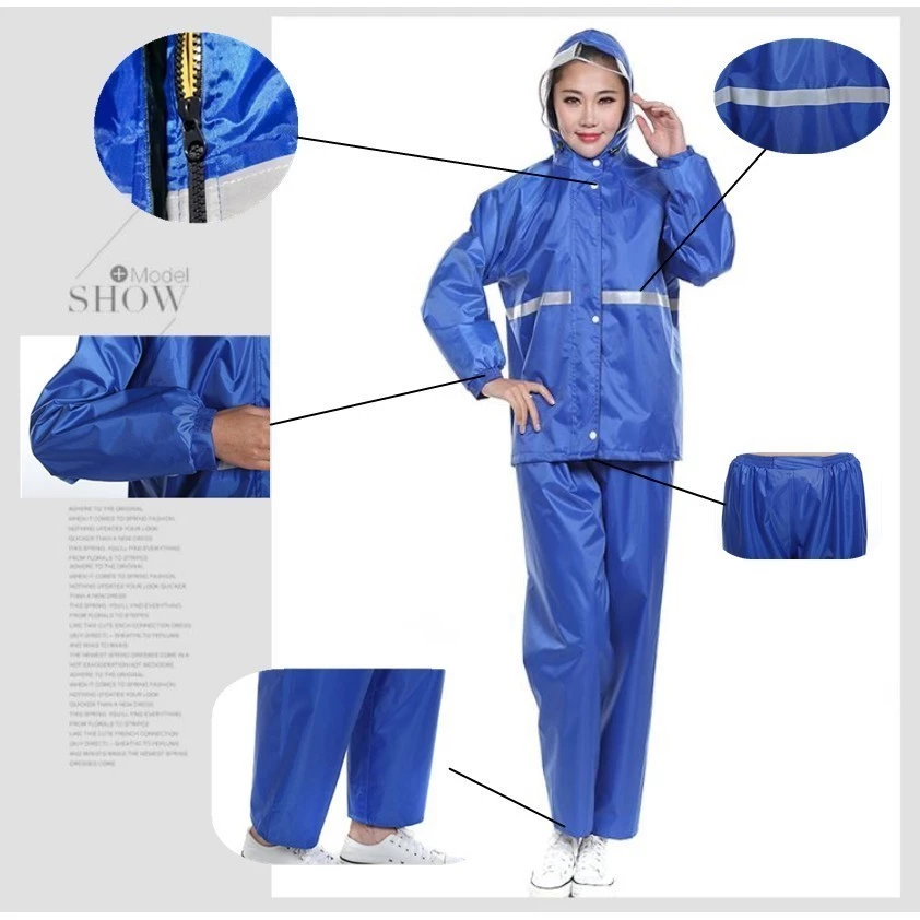 Raincoat suit ชุดกันฝนแบบหนา มีแถบสะท้อนแสง รุ่น หมวกติดเสื้อ thumbnail 9