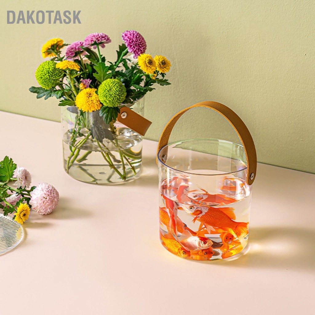 DAKOTASK ถังน้ำแข็งขนาดเล็กถังไวน์ใสพร้อมที่จับ ถังดอกไม้อเนกประสงค์ที่ทันสมัยสำหรับการตกแต่งงานปาร์ตี้